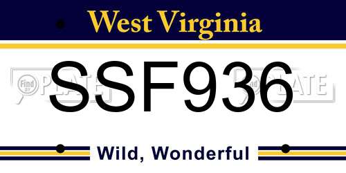 SSF936 West Virginia License Plate