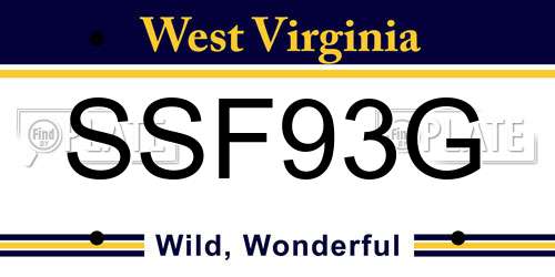 SSF93G West Virginia License Plate