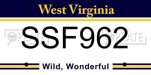 SSF962 West Virginia License Plate