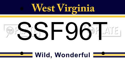 SSF96T West Virginia License Plate