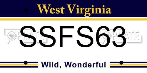 SSFS63 West Virginia License Plate