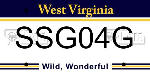 SSG04G West Virginia License Plate
