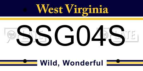 SSG04S West Virginia License Plate