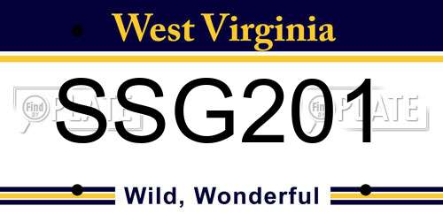 SSG201 West Virginia License Plate