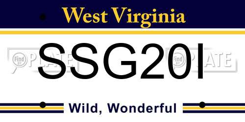 SSG20I West Virginia License Plate