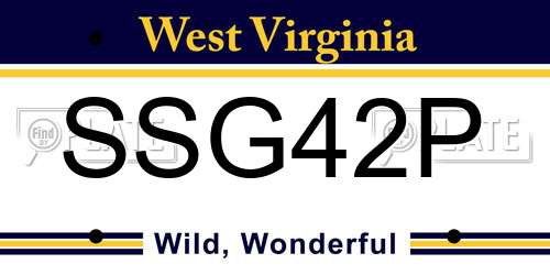 SSG42P West Virginia License Plate
