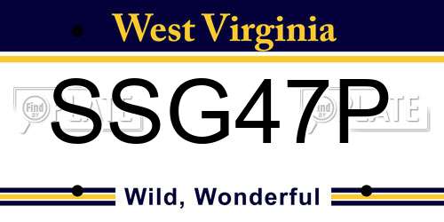 SSG47P West Virginia License Plate