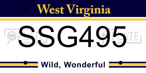 SSG495 West Virginia License Plate