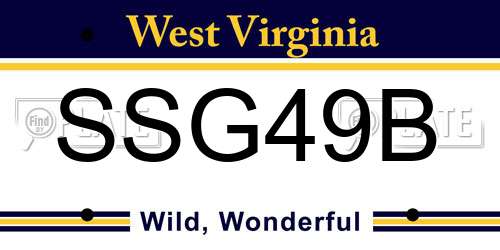 SSG49B West Virginia License Plate