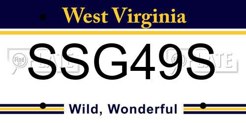 SSG49S West Virginia License Plate
