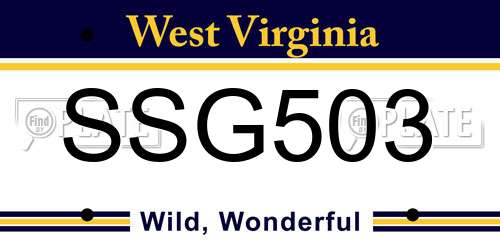 SSG503 West Virginia License Plate