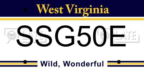 SSG50E West Virginia License Plate