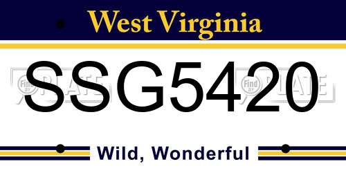 SSG5420 West Virginia License Plate