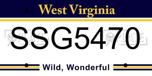 SSG5470 West Virginia License Plate