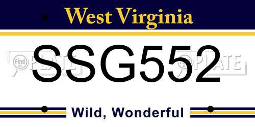 SSG552 West Virginia License Plate