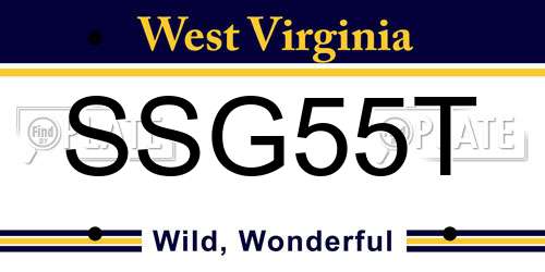 SSG55T West Virginia License Plate