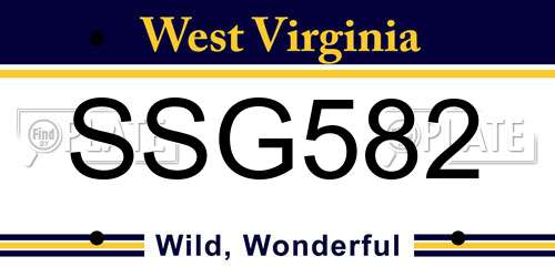 SSG582 West Virginia License Plate