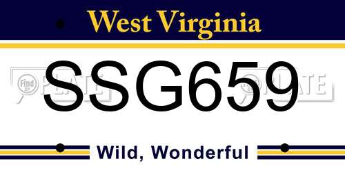 SSG659 West Virginia License Plate