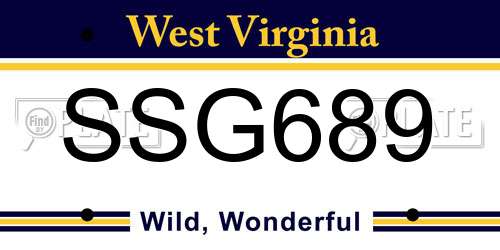 SSG689 West Virginia License Plate