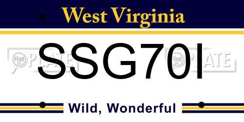 SSG70I West Virginia License Plate