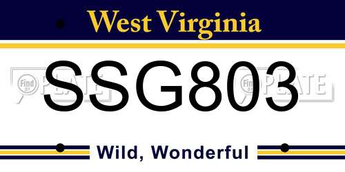 SSG803 West Virginia License Plate