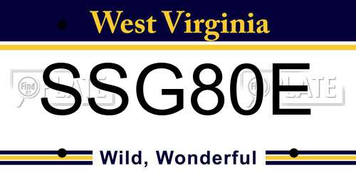 SSG80E West Virginia License Plate