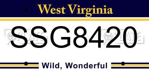 SSG8420 West Virginia License Plate