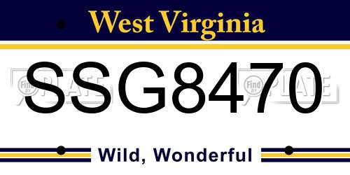 SSG8470 West Virginia License Plate