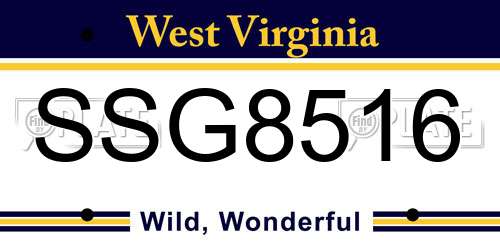 SSG8516 West Virginia License Plate