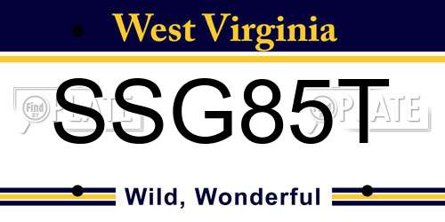 SSG85T West Virginia License Plate
