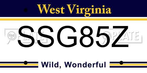 SSG85Z West Virginia License Plate