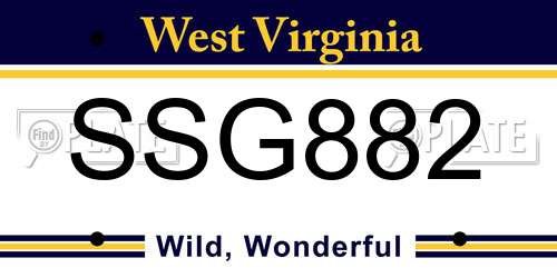 SSG882 West Virginia License Plate