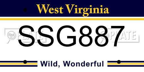 SSG887 West Virginia License Plate