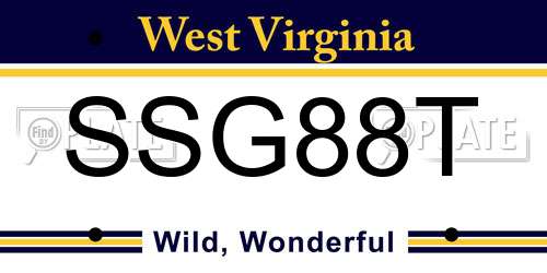 SSG88T West Virginia License Plate