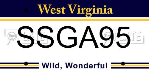 SSGA95 West Virginia License Plate