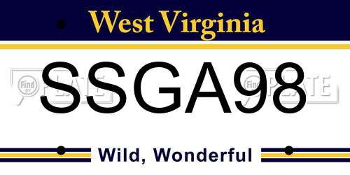 SSGA98 West Virginia License Plate