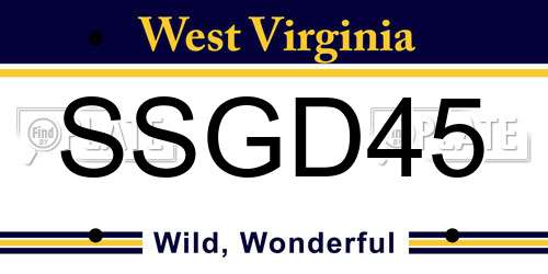 SSGD45 West Virginia License Plate