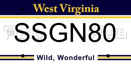 SSGN80 West Virginia License Plate