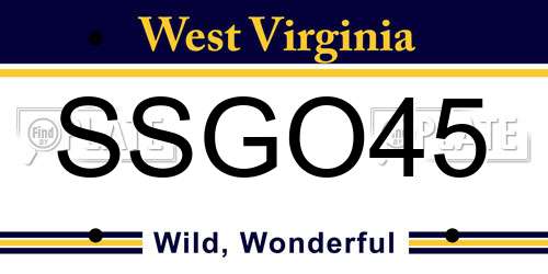 SSGO45 West Virginia License Plate