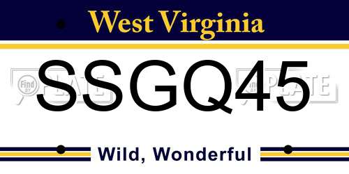 SSGQ45 West Virginia License Plate