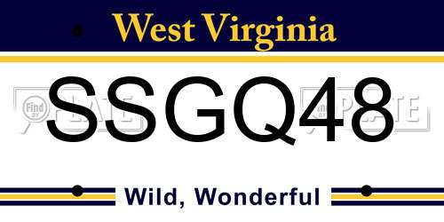 SSGQ48 West Virginia License Plate