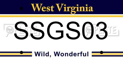 SSGS03 West Virginia License Plate