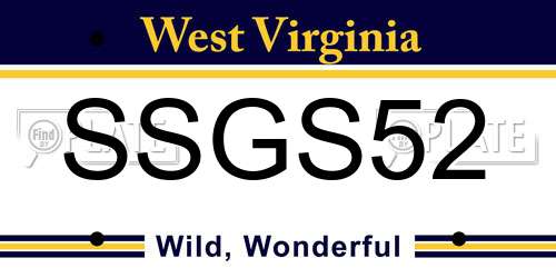 SSGS52 West Virginia License Plate
