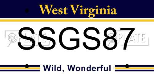 SSGS87 West Virginia License Plate