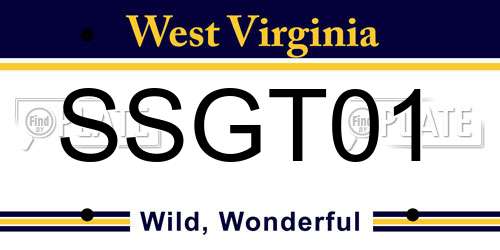 SSGT01 West Virginia License Plate