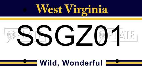 SSGZ01 West Virginia License Plate