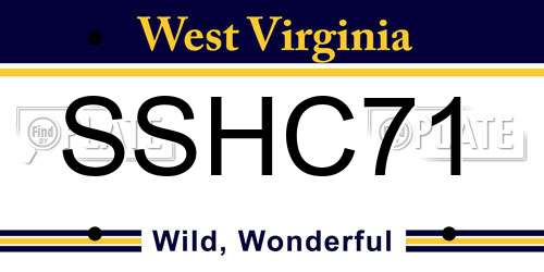 SSHC71 West Virginia License Plate