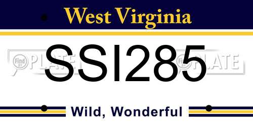 SSI285 West Virginia License Plate
