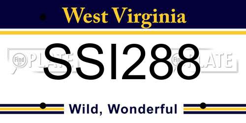 SSI288 West Virginia License Plate