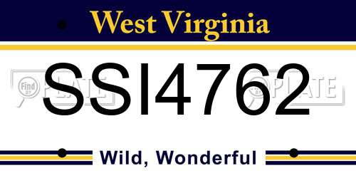 SSI4762 West Virginia License Plate